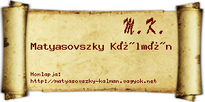 Matyasovszky Kálmán névjegykártya